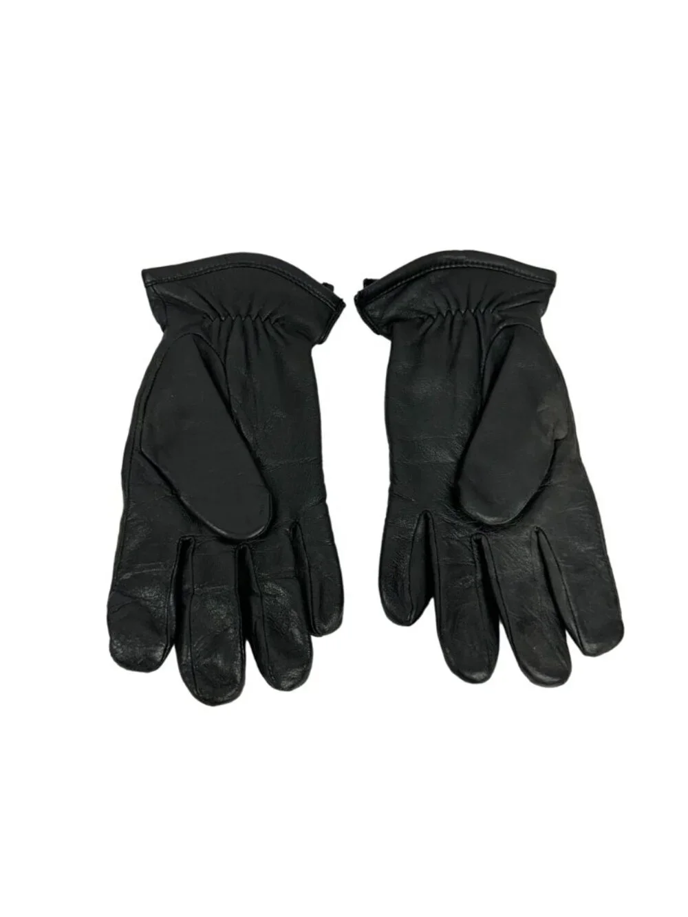 Black Genuine Leather Gloves Men’s Medium Lined Winter Warm Polyester & Durable